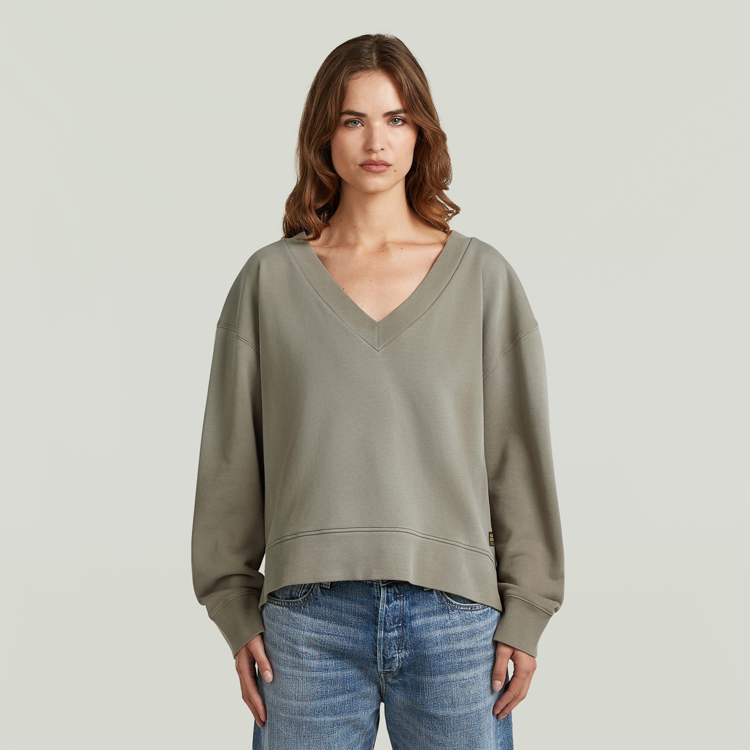 G-STAR Sweatshirt Sun faded V-Neck Loose Wmn mit V-Ausschnitt