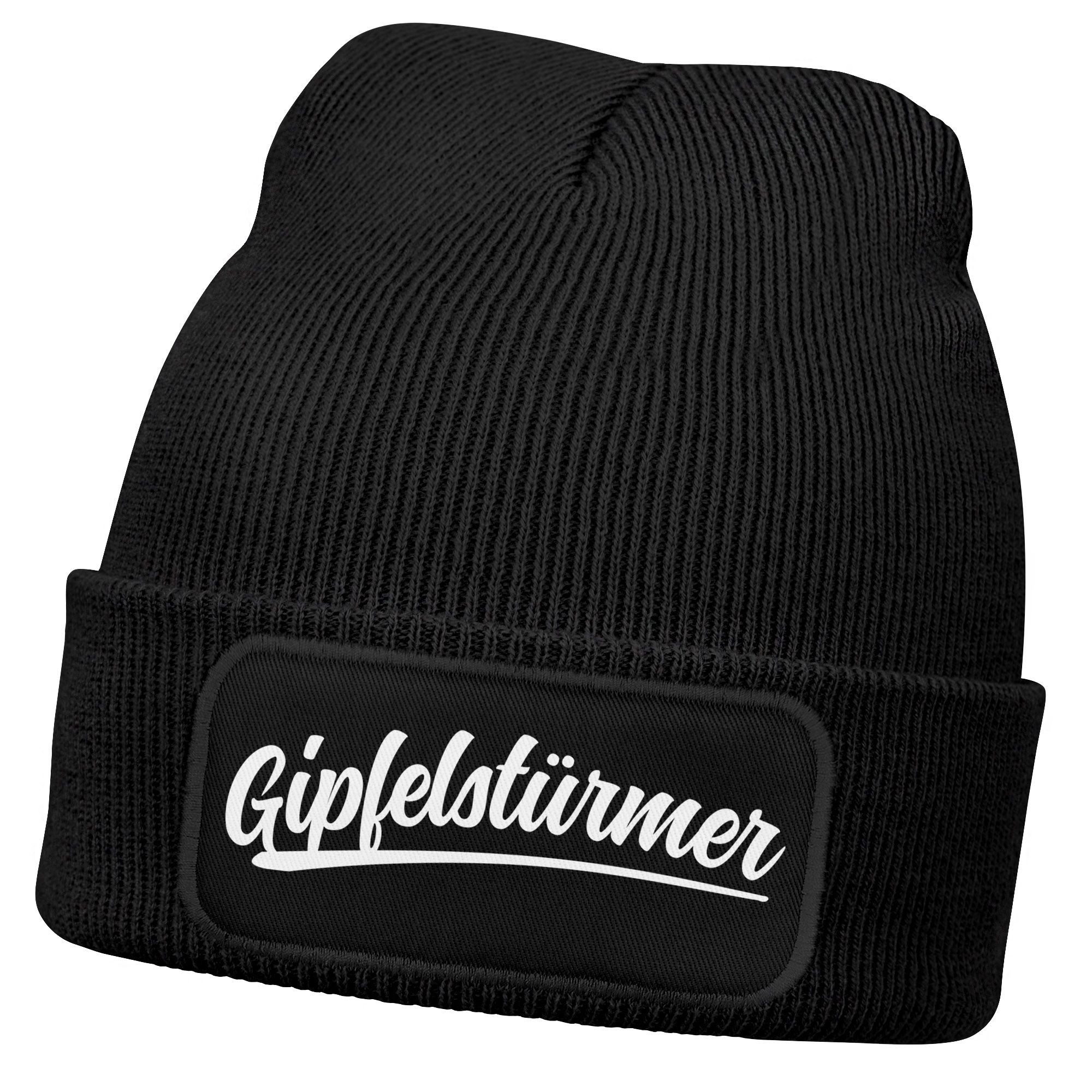 Strickmütze Herren Beanie mit Patch Strickmütze mit Spruch Wandern Skifahren