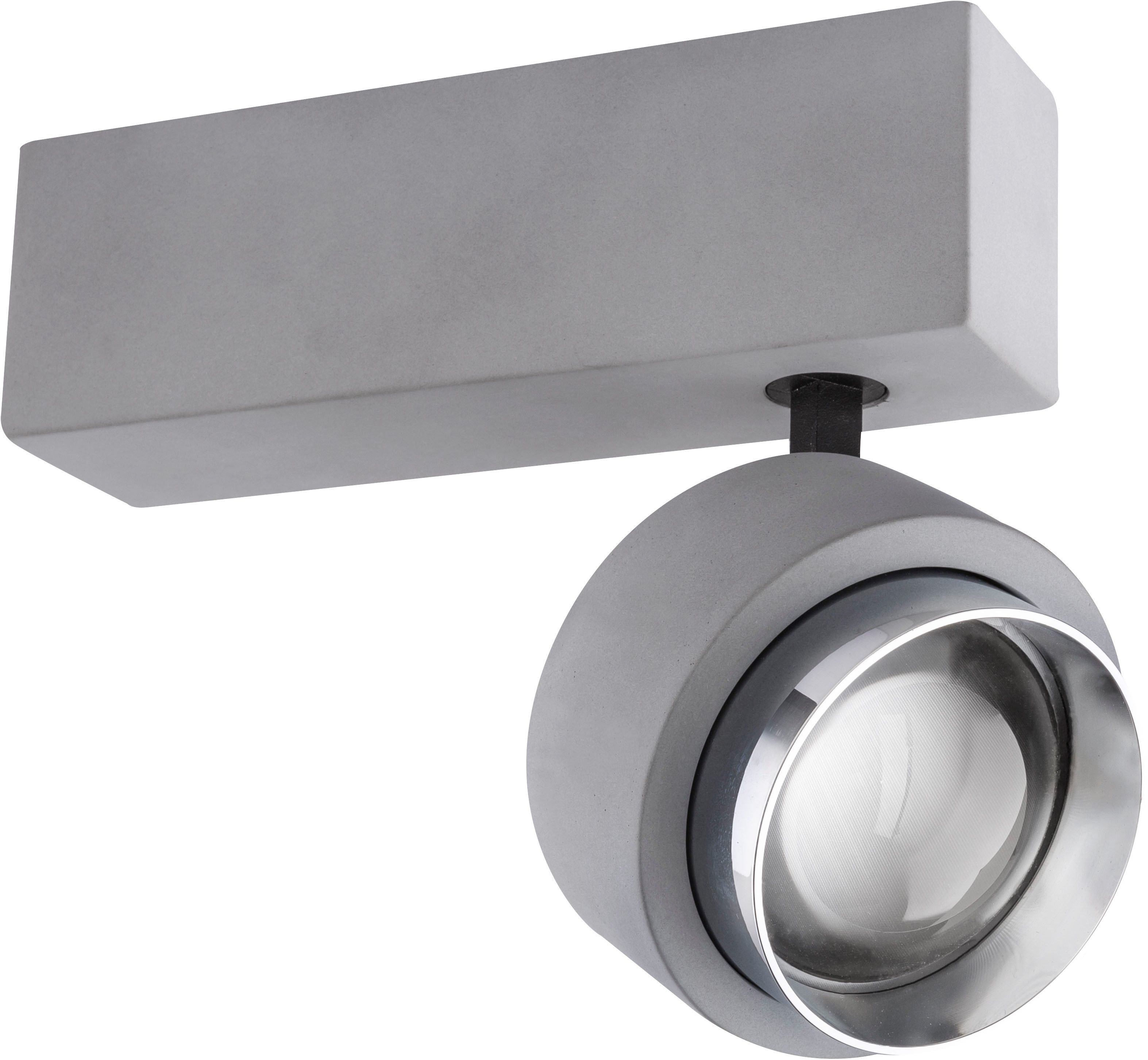 GLOBO LIGHTING Deckenleuchte TIMO, LED fest integriert, Warmweiß, Beton-Deckenleuchte dreh- und schwenkbar, inkl. Dekorglas LED 10W