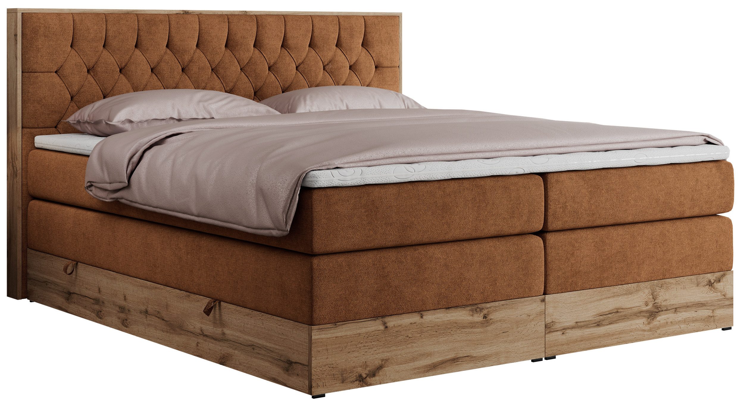 MKS MÖBEL Boxspringbett AMORE KING (Set, T30-Schaum, Topper T25/Visco, fünf Matratzen, zwei Bettkästen), mit Multipocket Matratzen, Boxspringbett, mit Möbelplatten