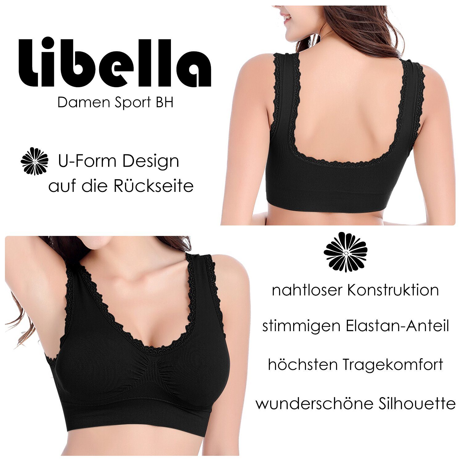 Libella Set-8 (3er-Pack) Set: Soft-BH Bügelloser Bustier Komfort-BH 3717-3747