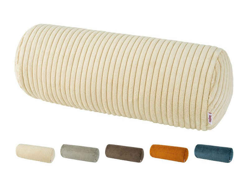 Nackenrollenbezug HYggelig No.2, beties (1 Stück), Block-Cord Nackenrollen-Bezug ca. 15x40 cm Hygge Style kreide-beige