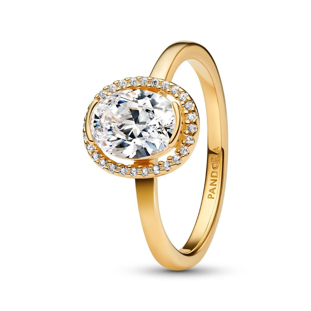 Pandora Fingerring Ovaler PANDORA Timeless Damenring mit Zirkonia, IP Gold