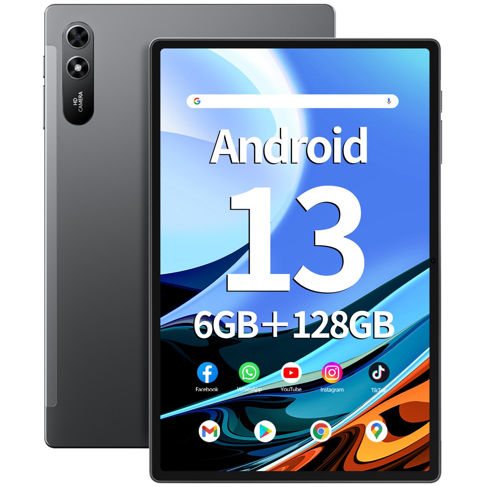 MENGHU 10,51" FHD IPS Tablet Android 13 1920x1200 6200mAh für Videos & Spiele Grafiktablett (128 GB, BT5.0)