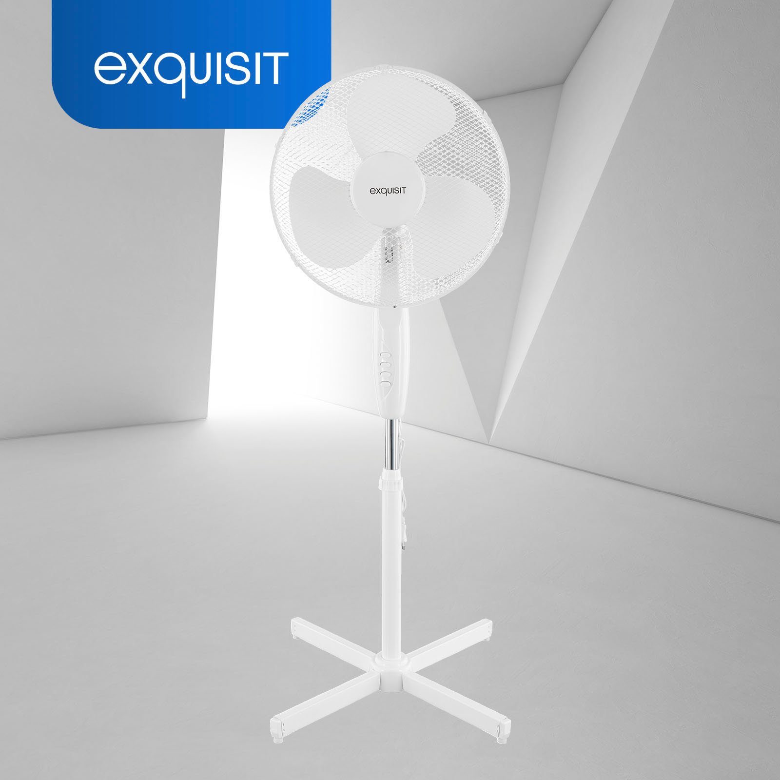 VS we, 50 cm, Metall, W inkl Oszillation Ø 40 weiß 35064 exquisit Standventilator & Leistung,