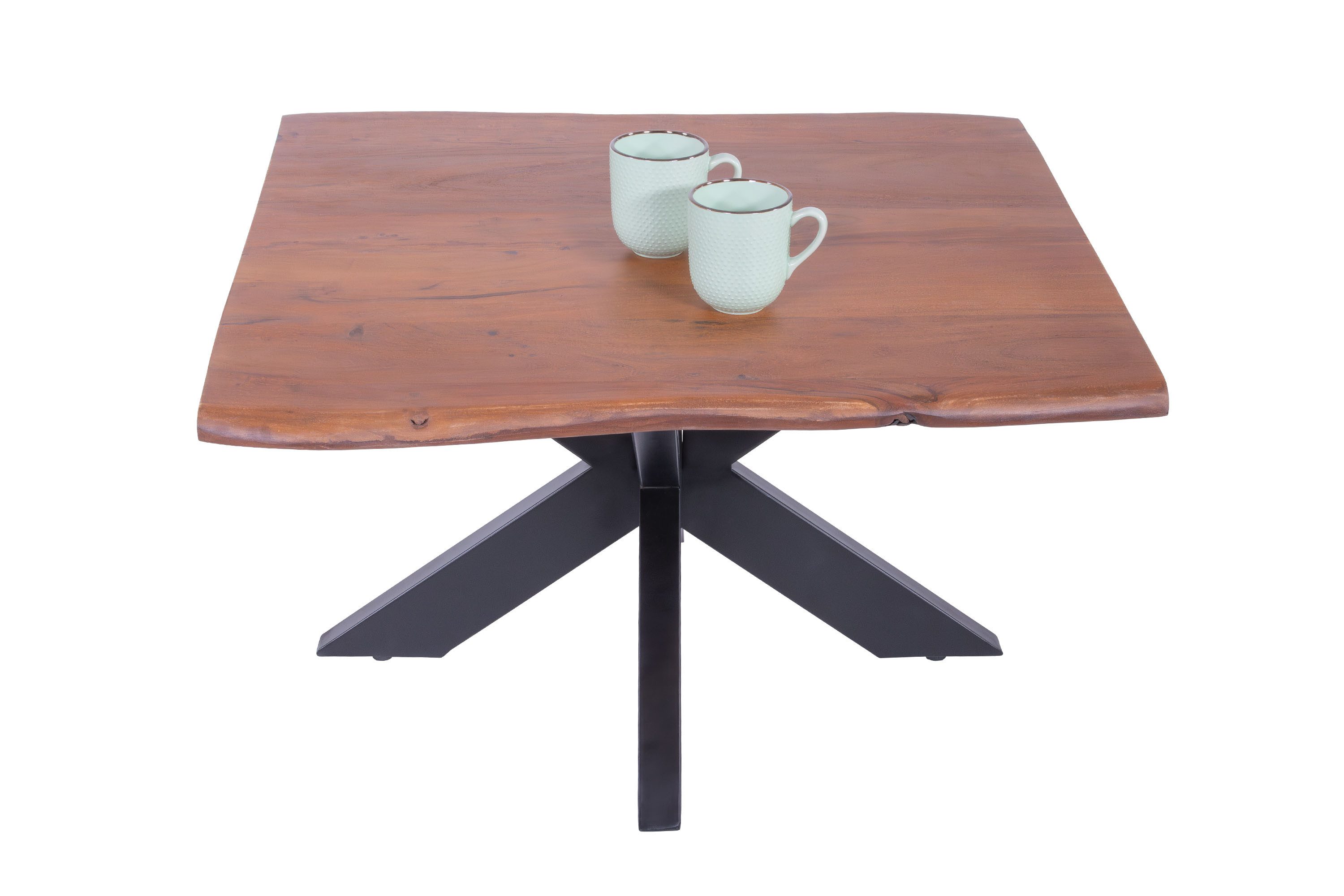 SAM® Couchtisch Shine, Akazienholz massiv, Metallgestell Spider-Form schwarz
