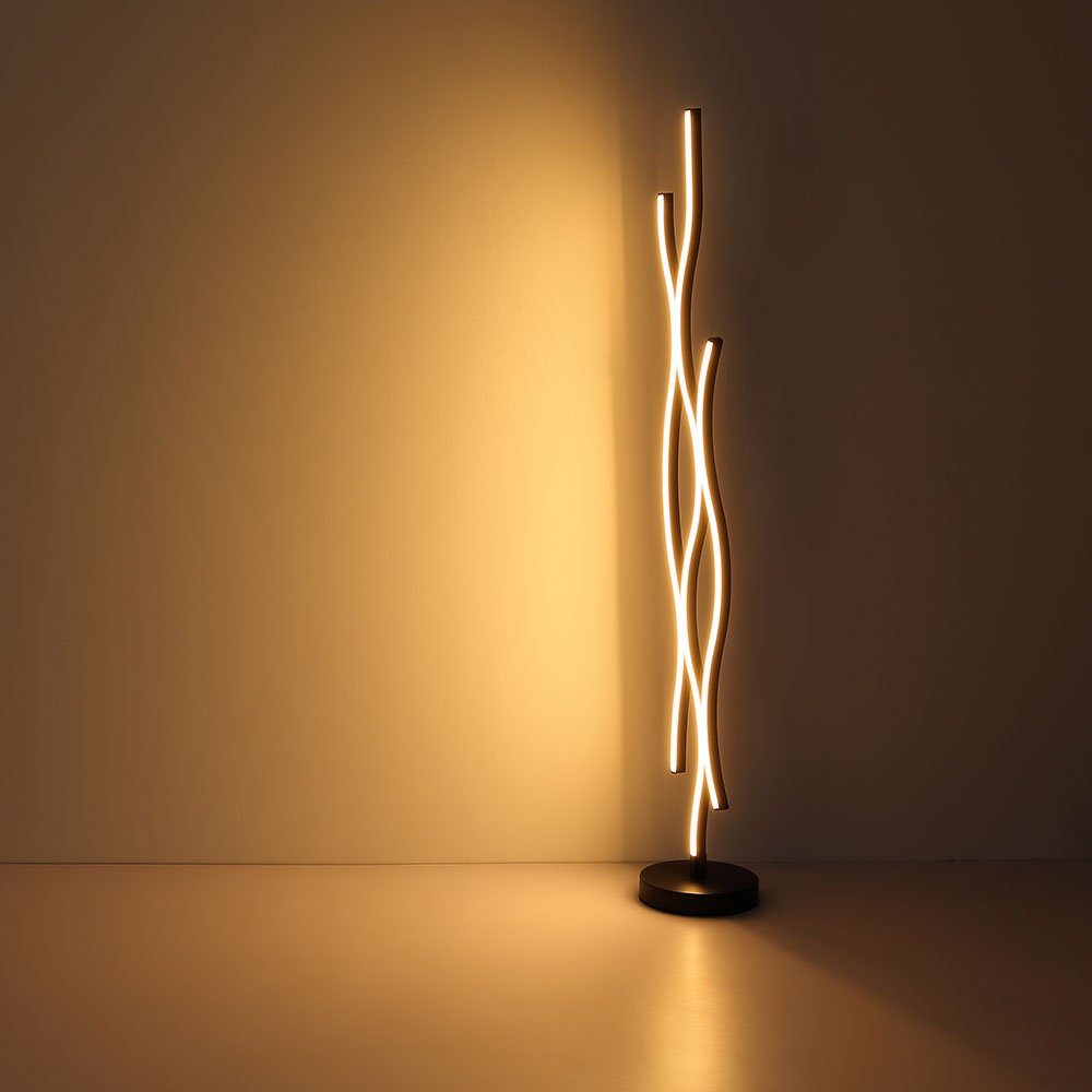 H Schwarz-matt Standlampe LED LED 135 Stehleuchte Metall Wohnzimmerlampe Stehlampe, Globo
