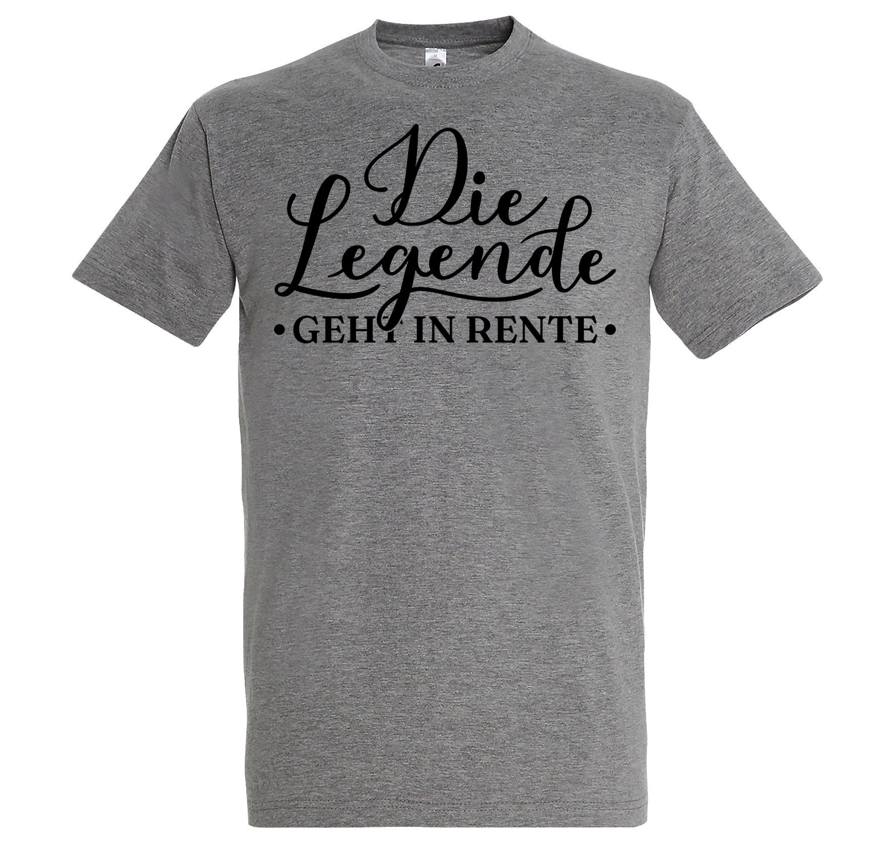 Youth Designz T-Shirt Die Legende geht in Rente Herren Shirt mit Trendigem Frontdruck Grau