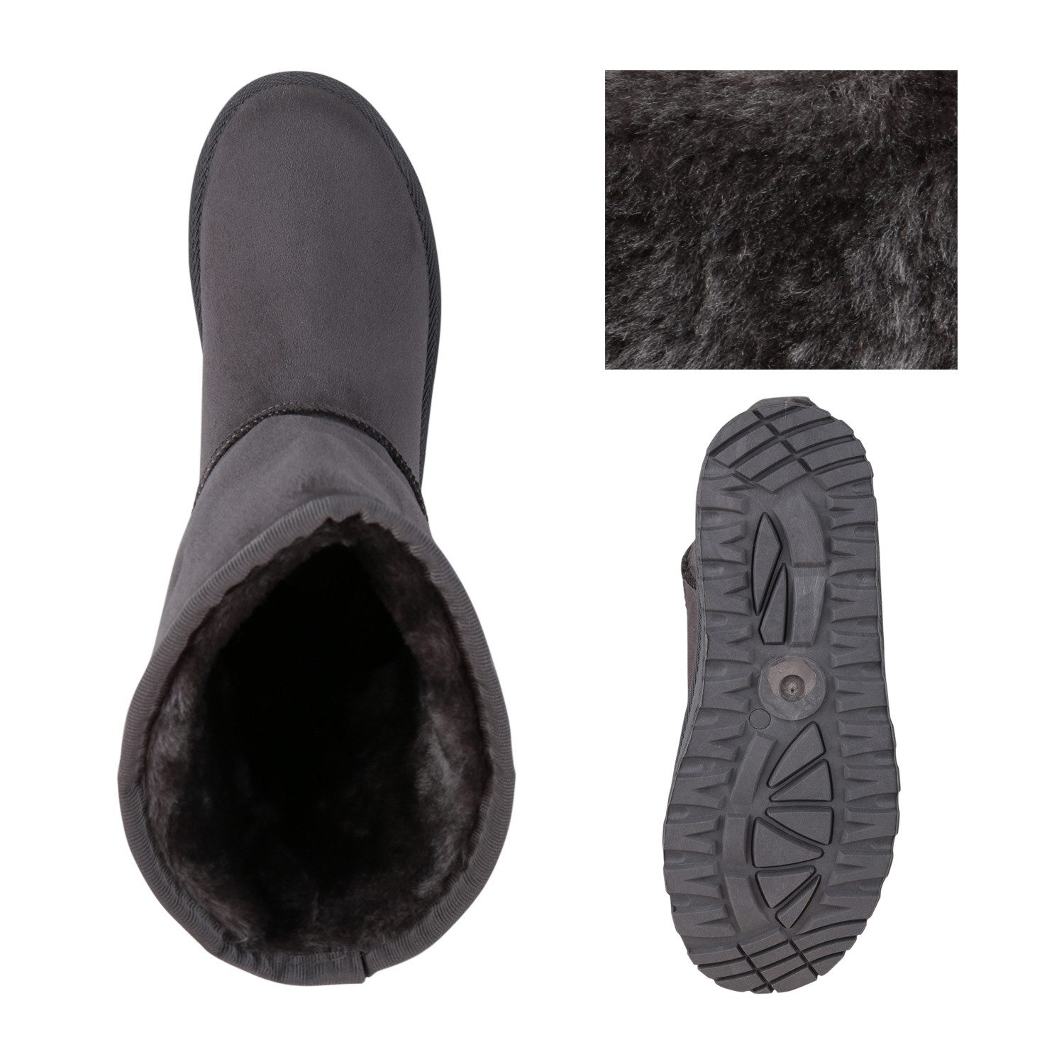 VAN HILL 836446 Schlupfboots Damen Warm Gefütterte Schlupfstiefeletten Profil-Sohle