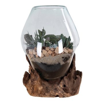 House Nordic Kerzenständer San Marino Waterdrop - Wassertropfen aus Teakholz und Glas, Natur, ...