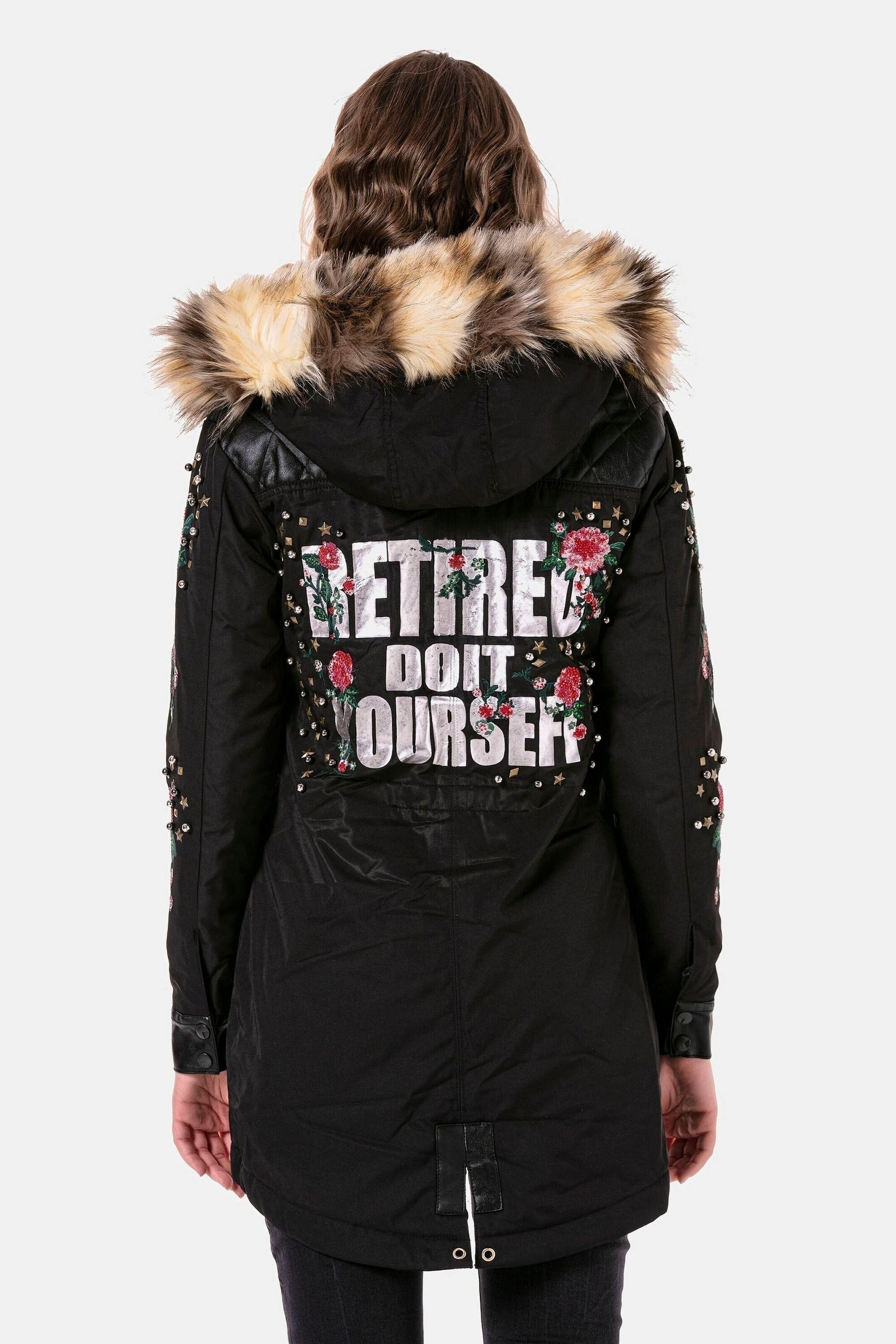 Cipo & Baxx Parka Jacken mit Kunstleder und Nieten, WJ-136 günstig online kaufen