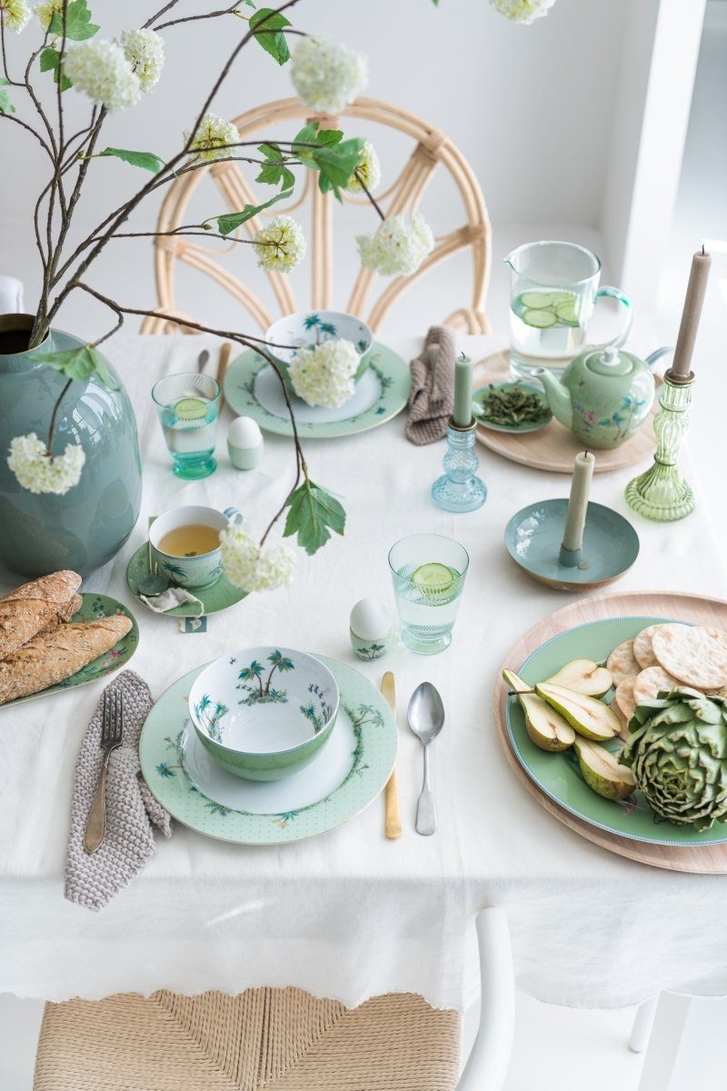 PiP Studio Teeservice Jolie Flowers Green Teeset groß Set3, Porzellan, Set/3 Tea Set Large Jolie Flowers Green