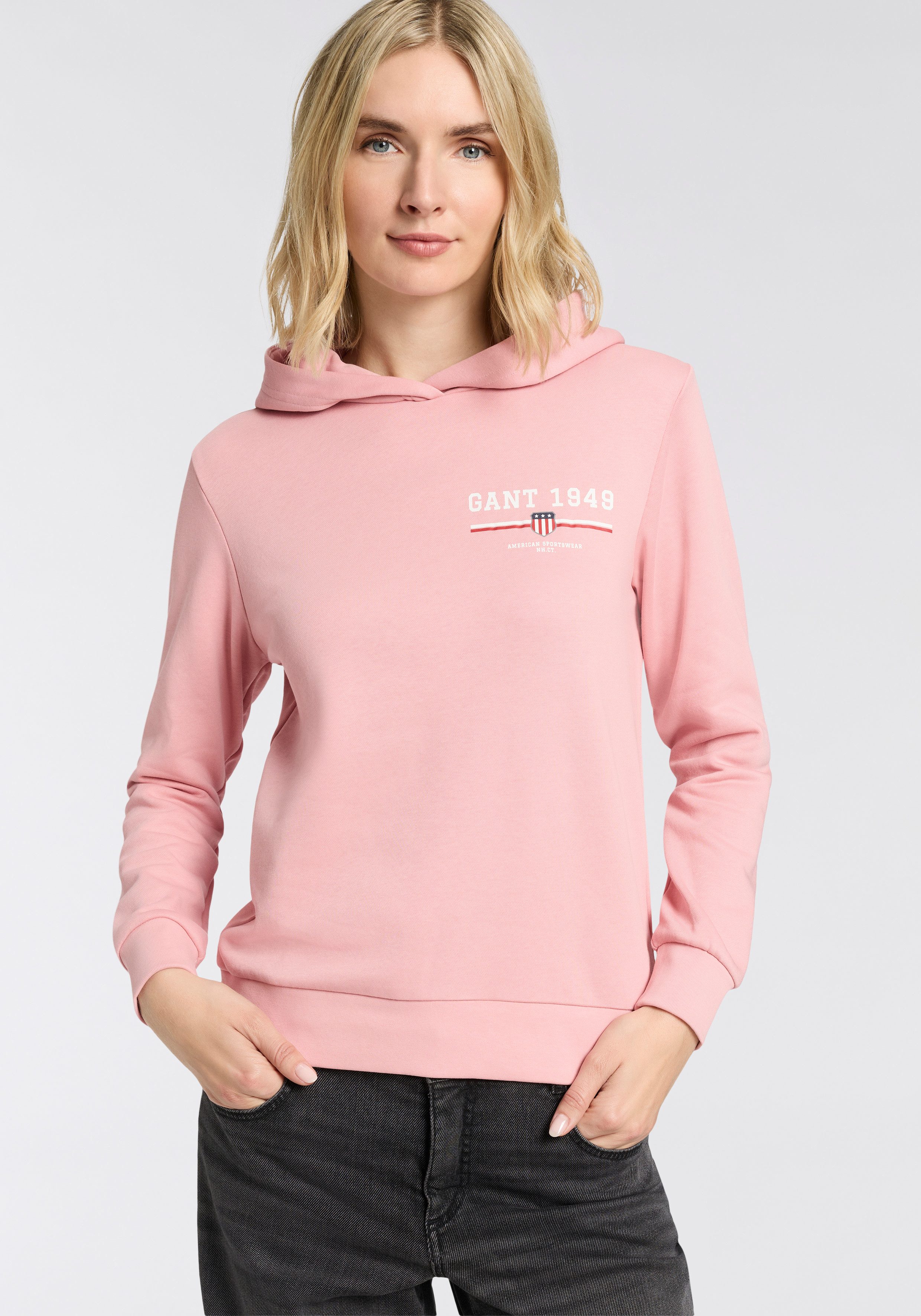 Gant Hoodie REG GRAPHIC HOODIE gerippte Abschlüsse, Kapuze ohne Kordel günstig online kaufen