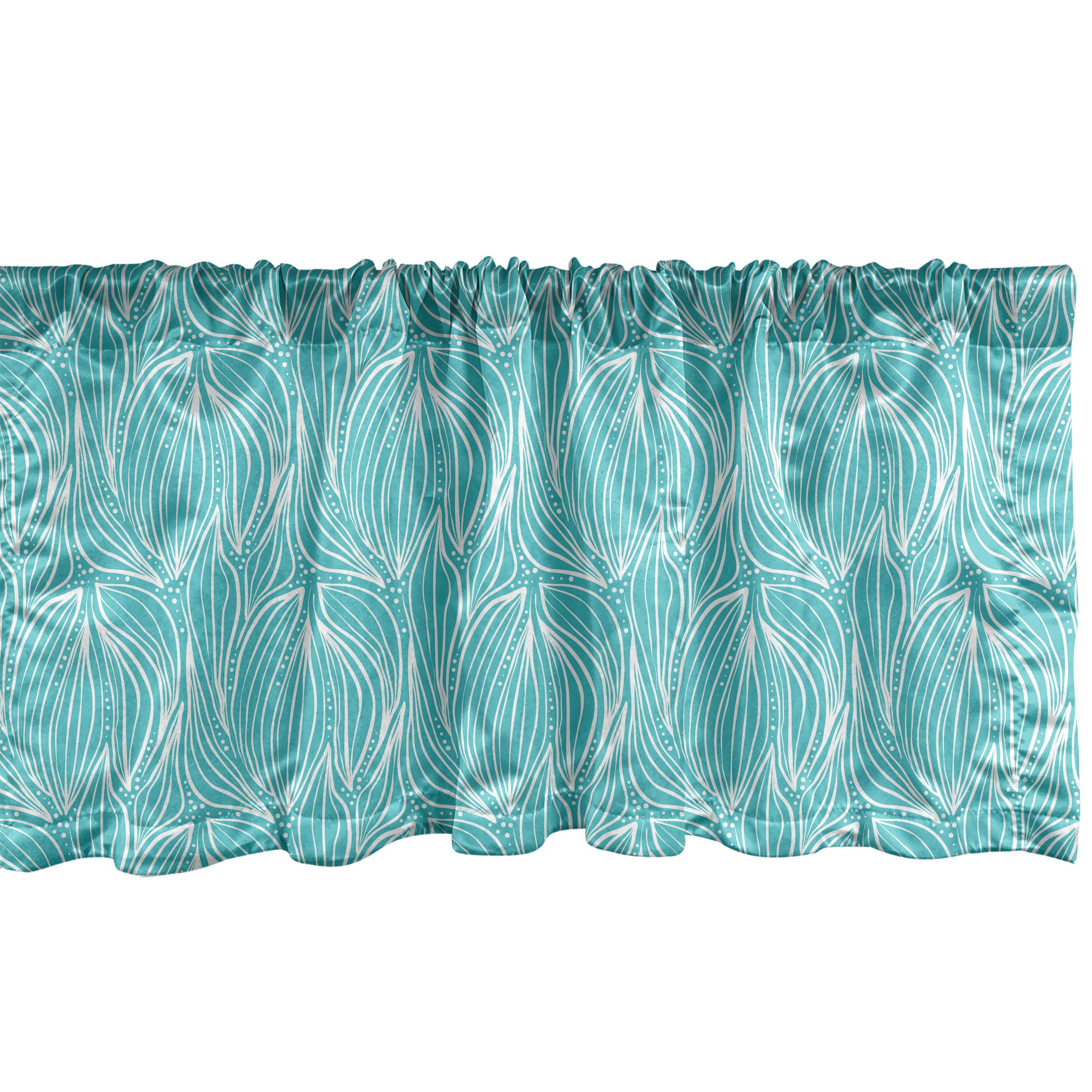 Scheibengardine Vorhang Volant für Küche Schlafzimmer Dekor mit Stangentasche, Abakuhaus, Microfaser, Abstrakt Frische Blätter Blumenkunst