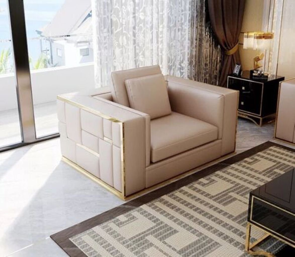 Sitz Gold Big Leder Couch XXL Luxus Sitzer Polster Sofa Garnitur JVmoebel 4+1 Wohnzimmer-Set,