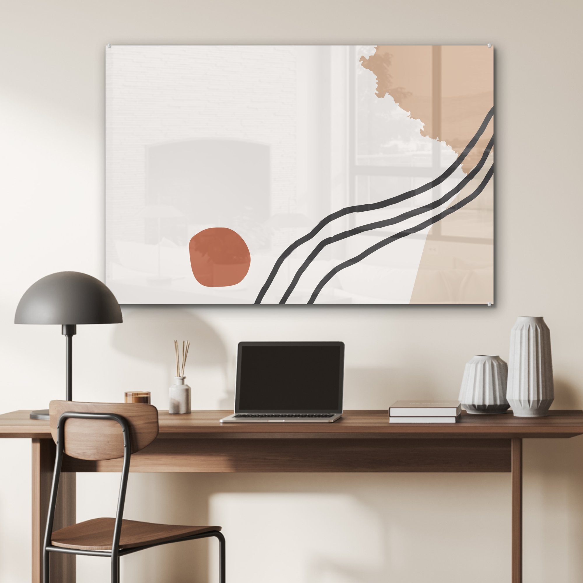 (1 Schwarz Acrylglasbilder & Acrylglasbild Schlafzimmer Orange, Wohnzimmer - St), - MuchoWow - Abstrakt Sommer