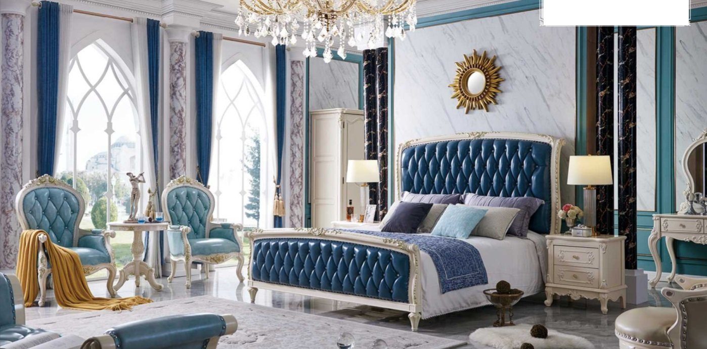 JVmoebel Bett, Chesterfield Klassisches Bett Luxus Leder Schlafzimmer Hotel Barock