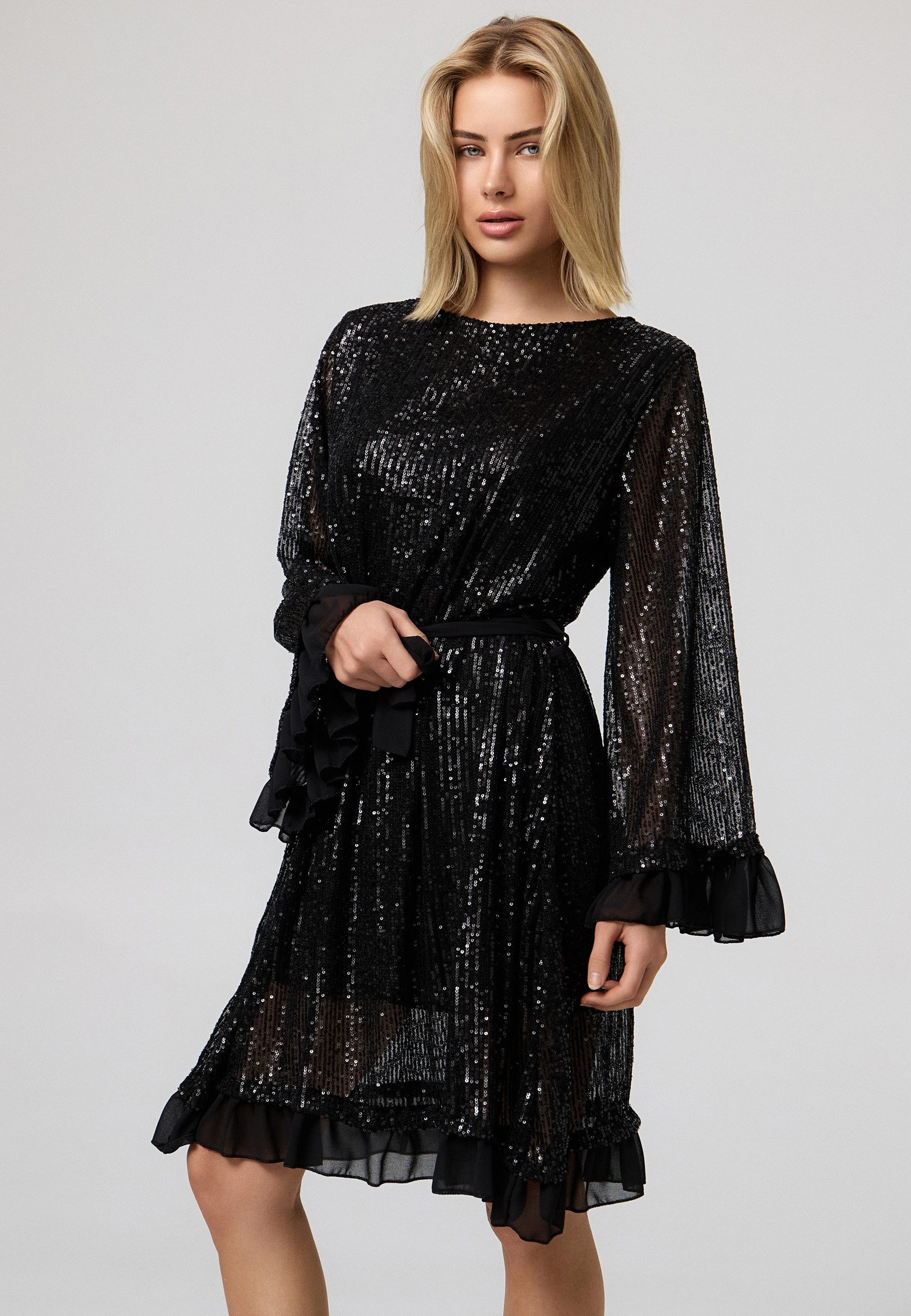 Worldclassca Paillettenkleid Worldclassca Paillettenkleid Dress Pailetten Schleife Club Partykleid