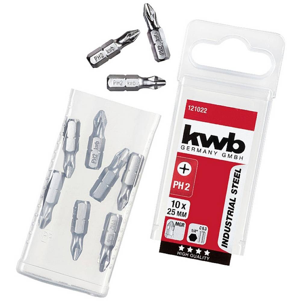 kwb Kreuzschlitz-Bit Bits – 10er PH 2 Bit-Set 25 mm 121022