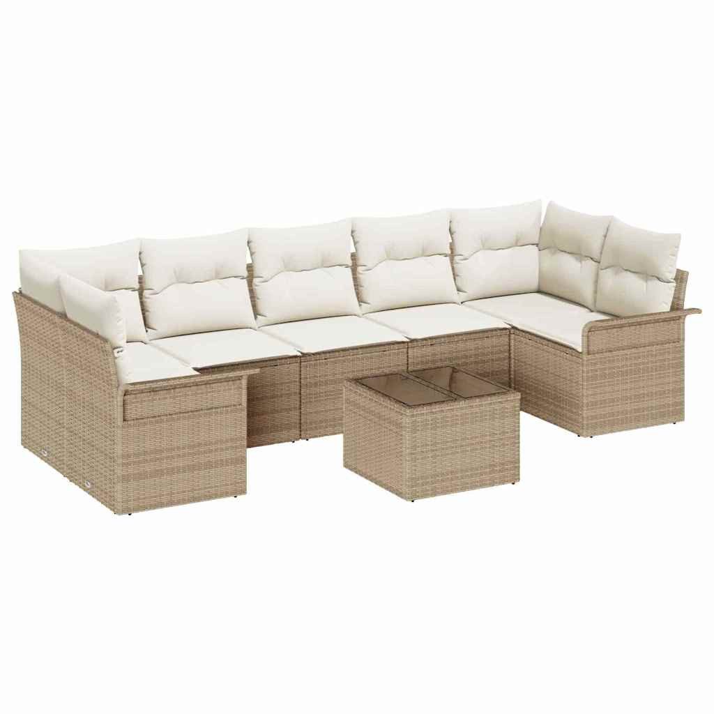 vidaXL Loungesofa Garten-Sofa-Set 8 pcs Beige und Creme 55 x 55 x 37 cm, 8 Teile