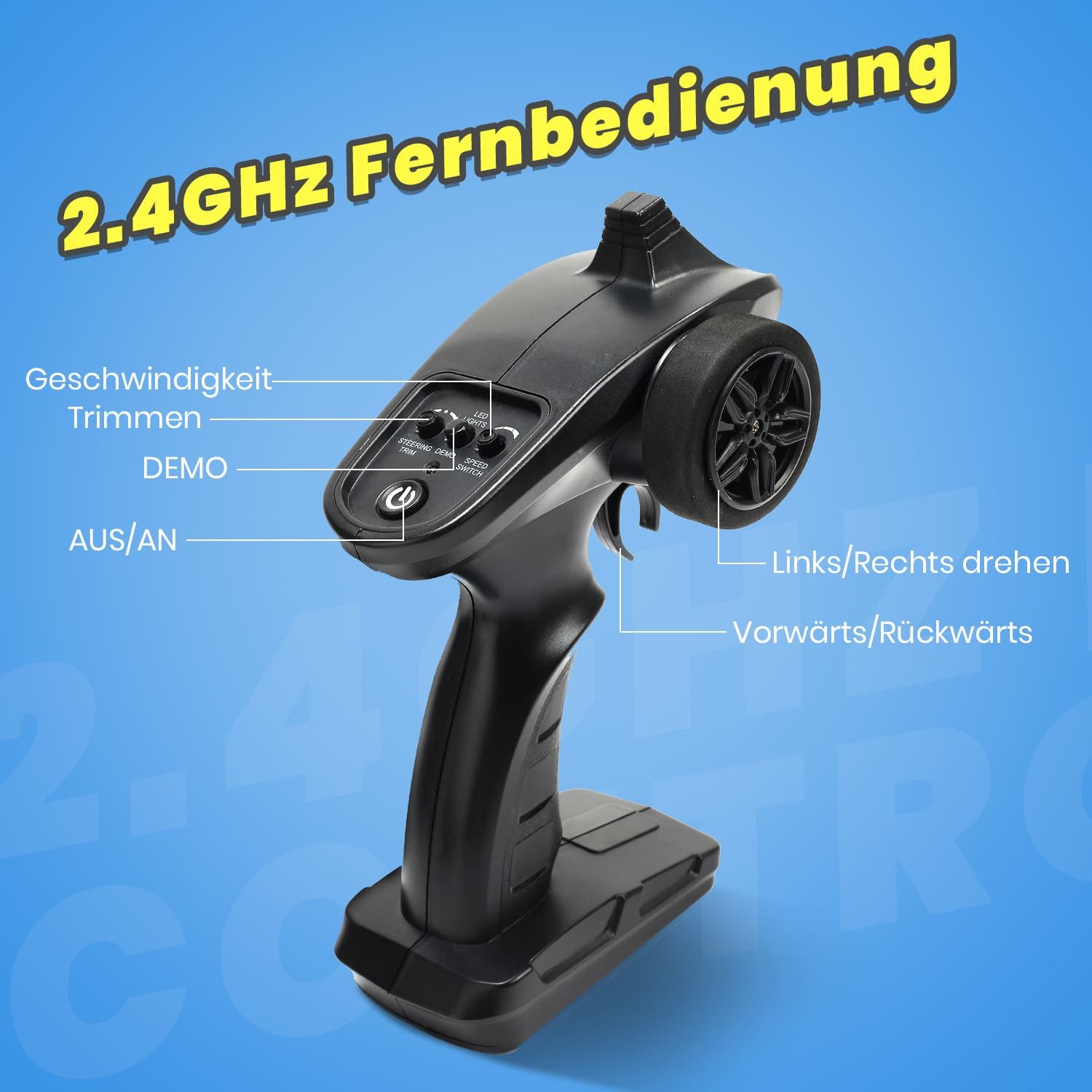 DEERC RC-Boot Bürstenloses 48 km/h mit Alarm, LED, 2,4 GHz