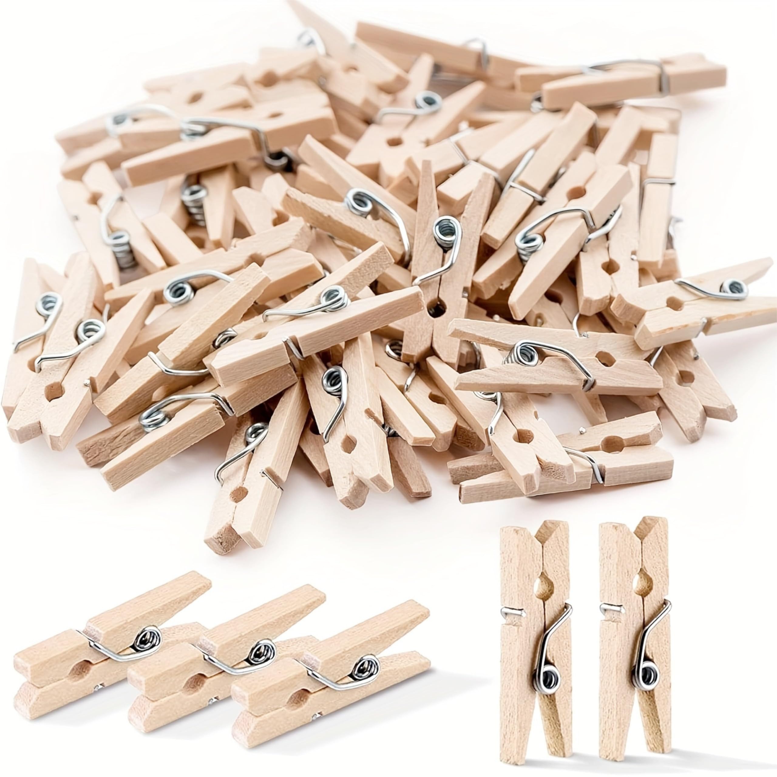 craftily Wäscheklammern 100x Holzklammern 25 mm Mini, Wäscheklammern - Klammern