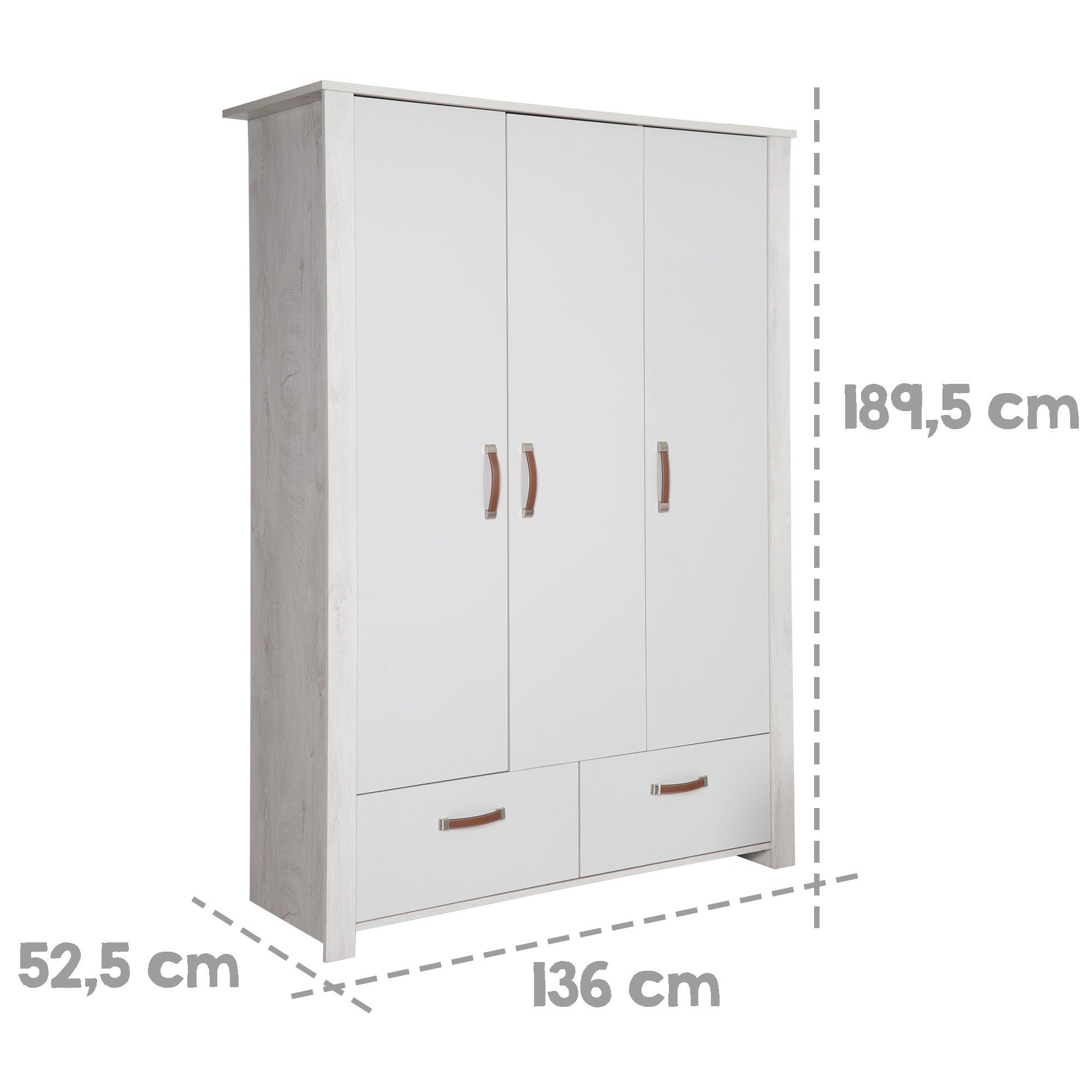 roba® Kleiderschrank Mila 3-türig Drehtürenschrank, Soft Close-Technik