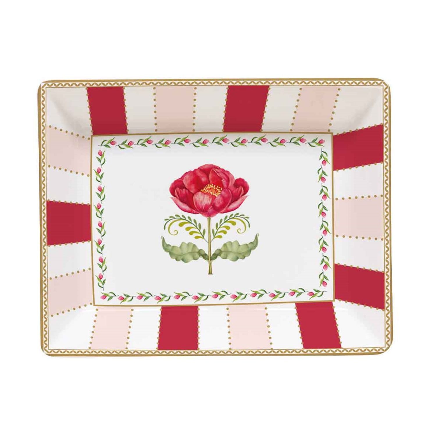 EasyLife Servierschale Flowery, Porzellan, Spülmaschinengeeignet, Mehrfarbig, Motiv: Blume