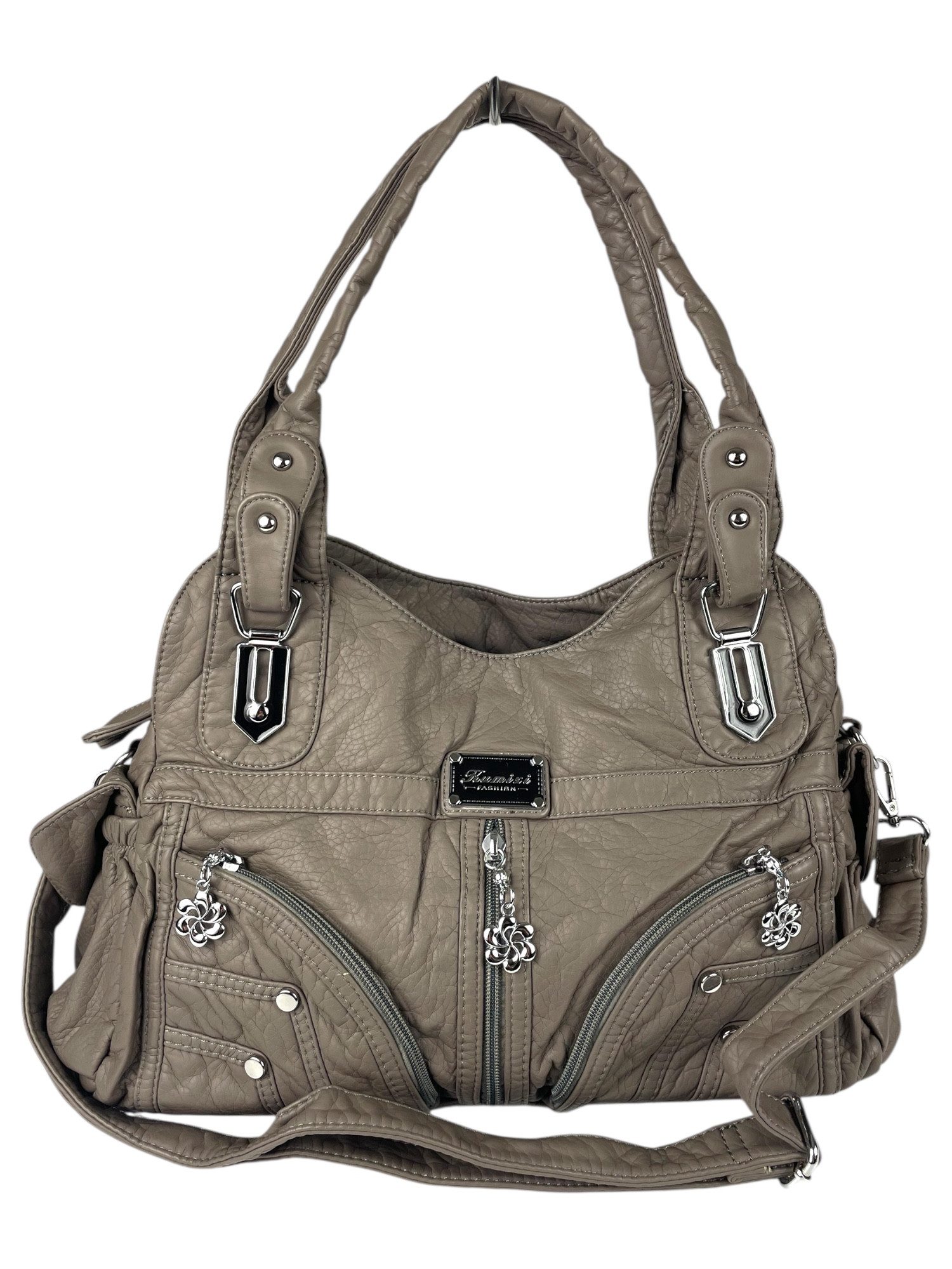 Taschen4life Handtasche Damen Schultertasche AK1821, 2 Hauptfächer, Umhängetasche, viele Fächer, Reißverschluss