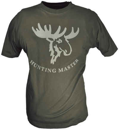 Hubertus® Hunting T-Shirt Jagd-T-Shirt Herren mit Motiv "Hunting Master" oliv Hirsch Geweih NEU