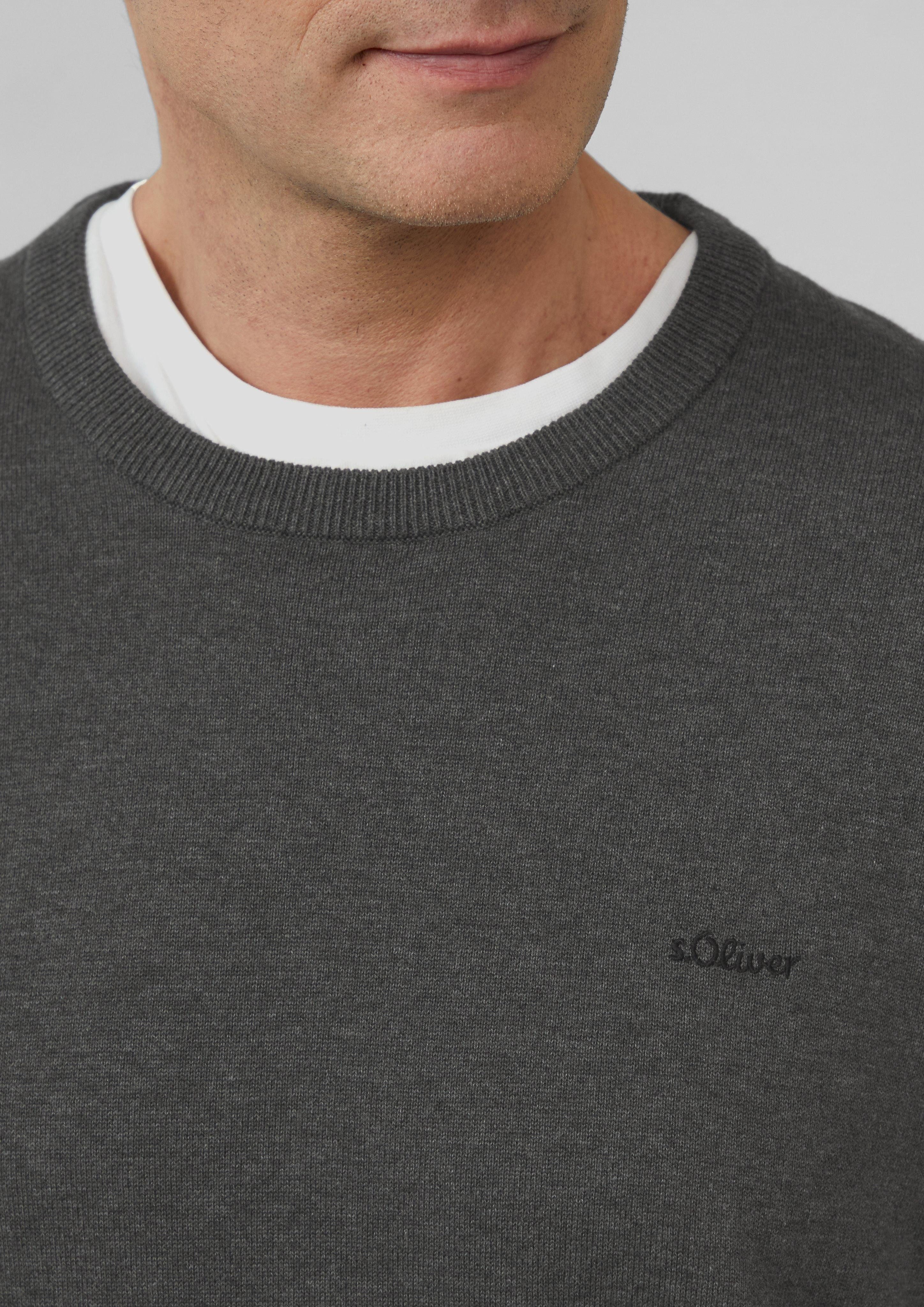 s.Oliver Strickpullover Strickpullover mit Logo-Stickerei Logo günstig online kaufen