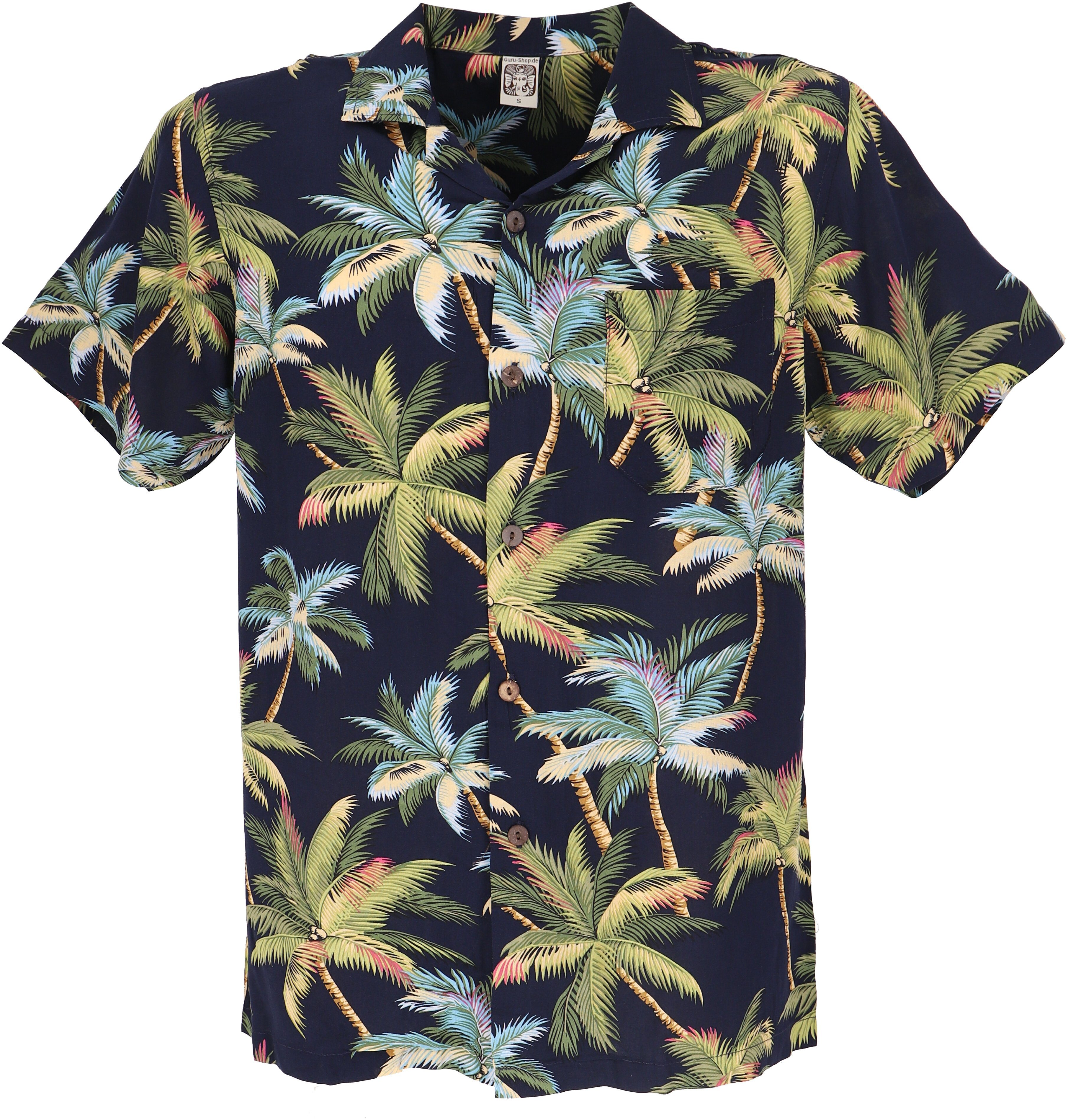 Guru-Shop Hemd & Shirt Hawaiihemd, Hippiehemd Kurzarm, Herrenhemd mit.. Ethno Style, alternative Bekleidung, Hippie