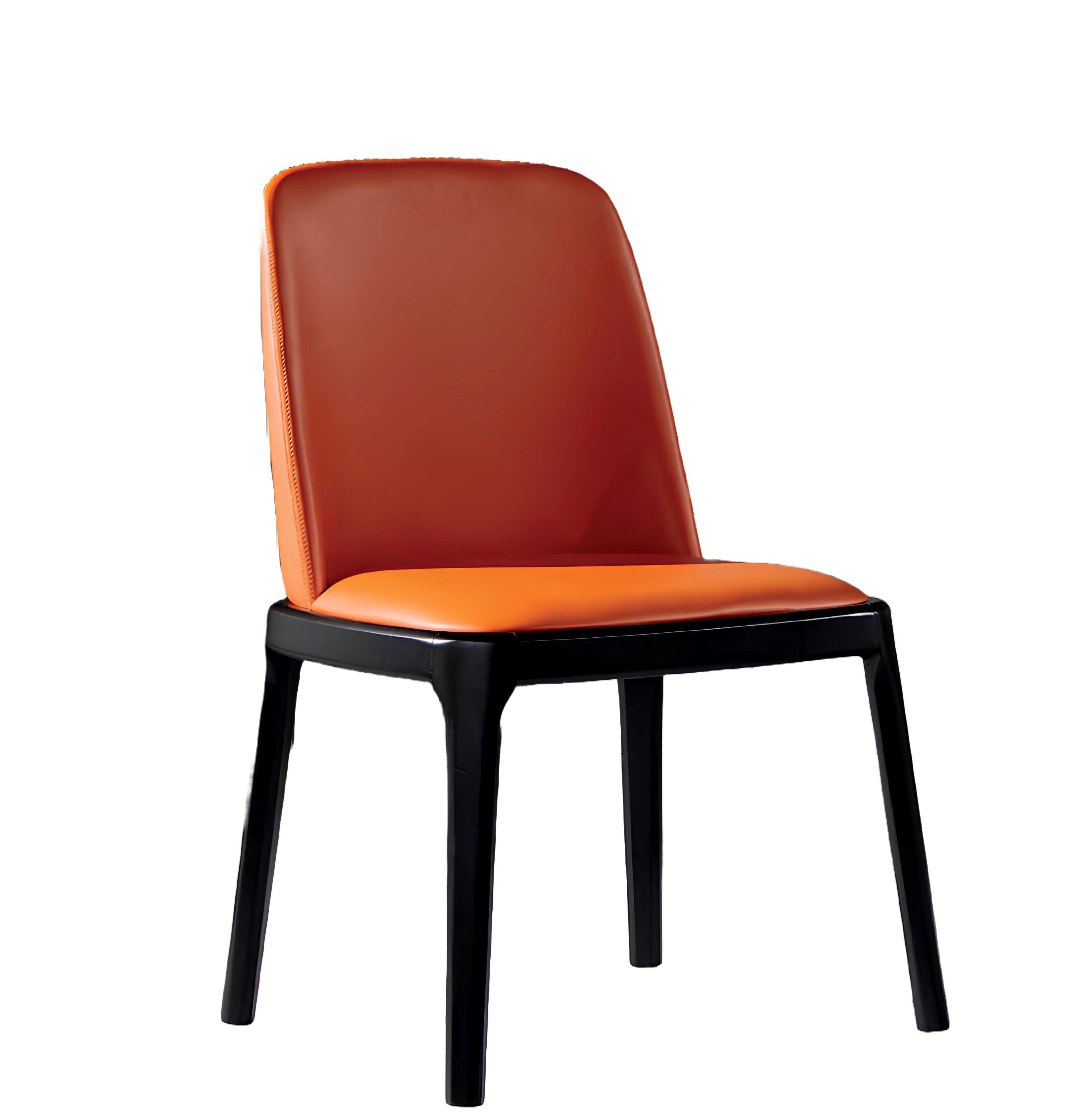 Xlmoebel Polsterstuhl Eleganter Lehnstuhl in Orange und Schwarz mit Holzgestell (1 St), Hergestellt in Europa