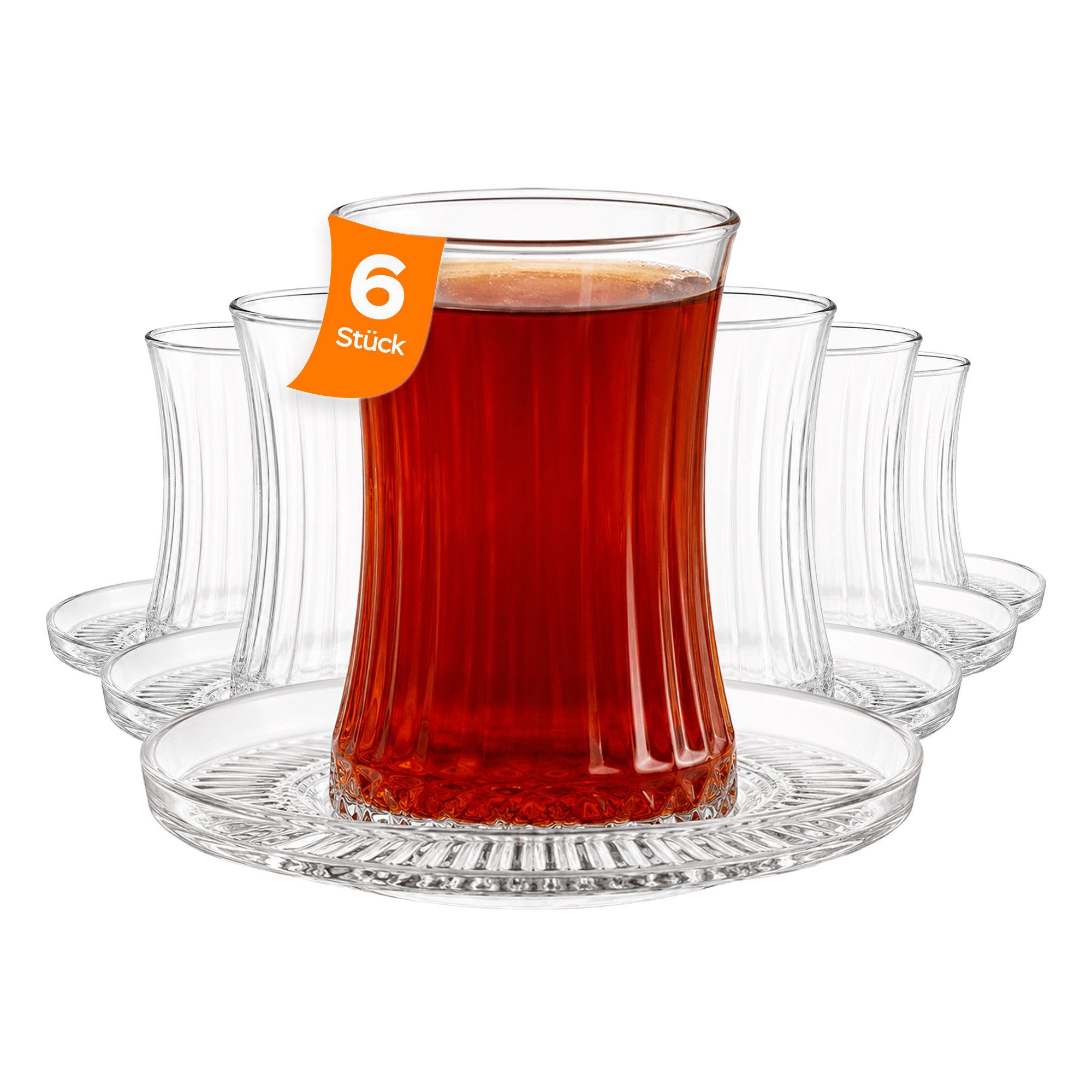 Pasabahce Gläser-Set Elysia Teegläser-Set, 12-tlg., Glas, 12-tlg. Set, 170ml, ideal für schwarzen Tee, Kräutertee