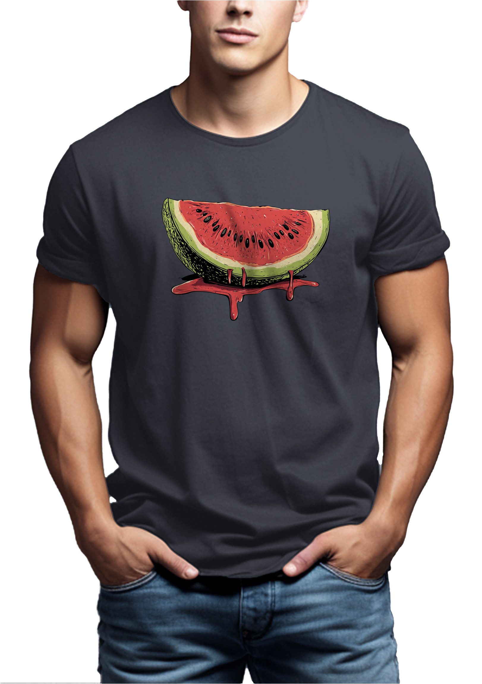 MAKAYA T-Shirt mit Wassermelone Melonen Print Watermelon Aufdruck Herren (S günstig online kaufen