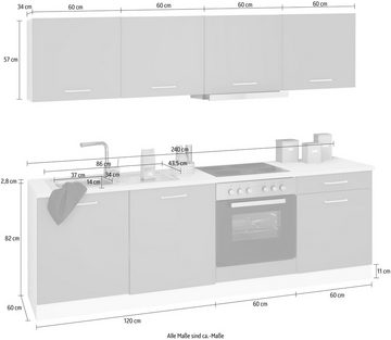 HELD MÖBEL Küchenzeile Visby, mit E-Geräten, Breite 240 cm