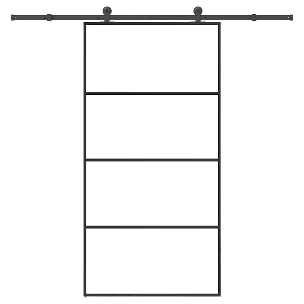 vidaXL Haustür Schiebetür mit Beschlag 102,5x205 cm ESG-Glas & Aluminium (1-St)