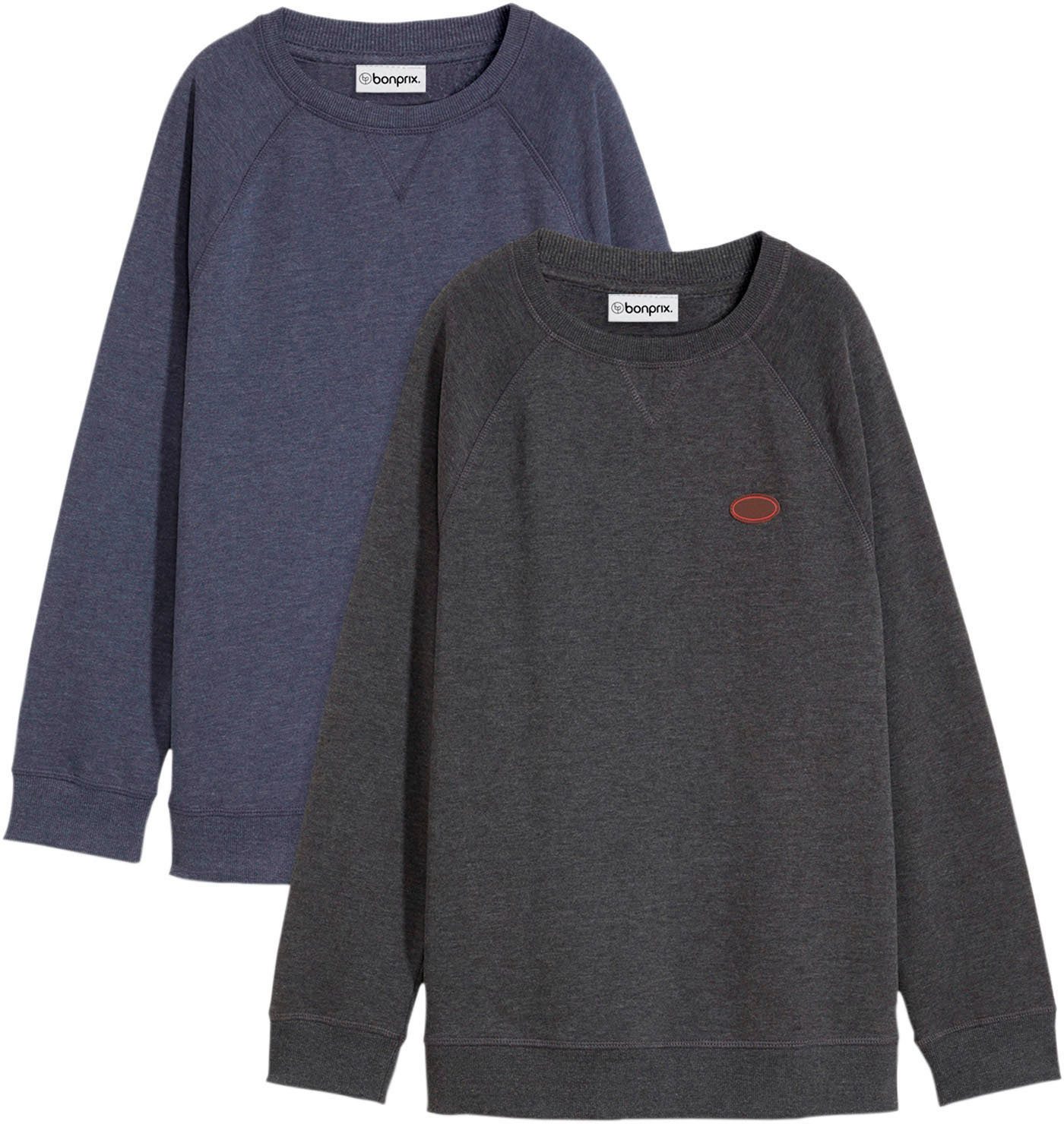 bonprix Sweatshirt (Packung, 2-tlg., 2) bequeme Passform, hüftbedeckende Länge, mit Rundhalsausschnitt
