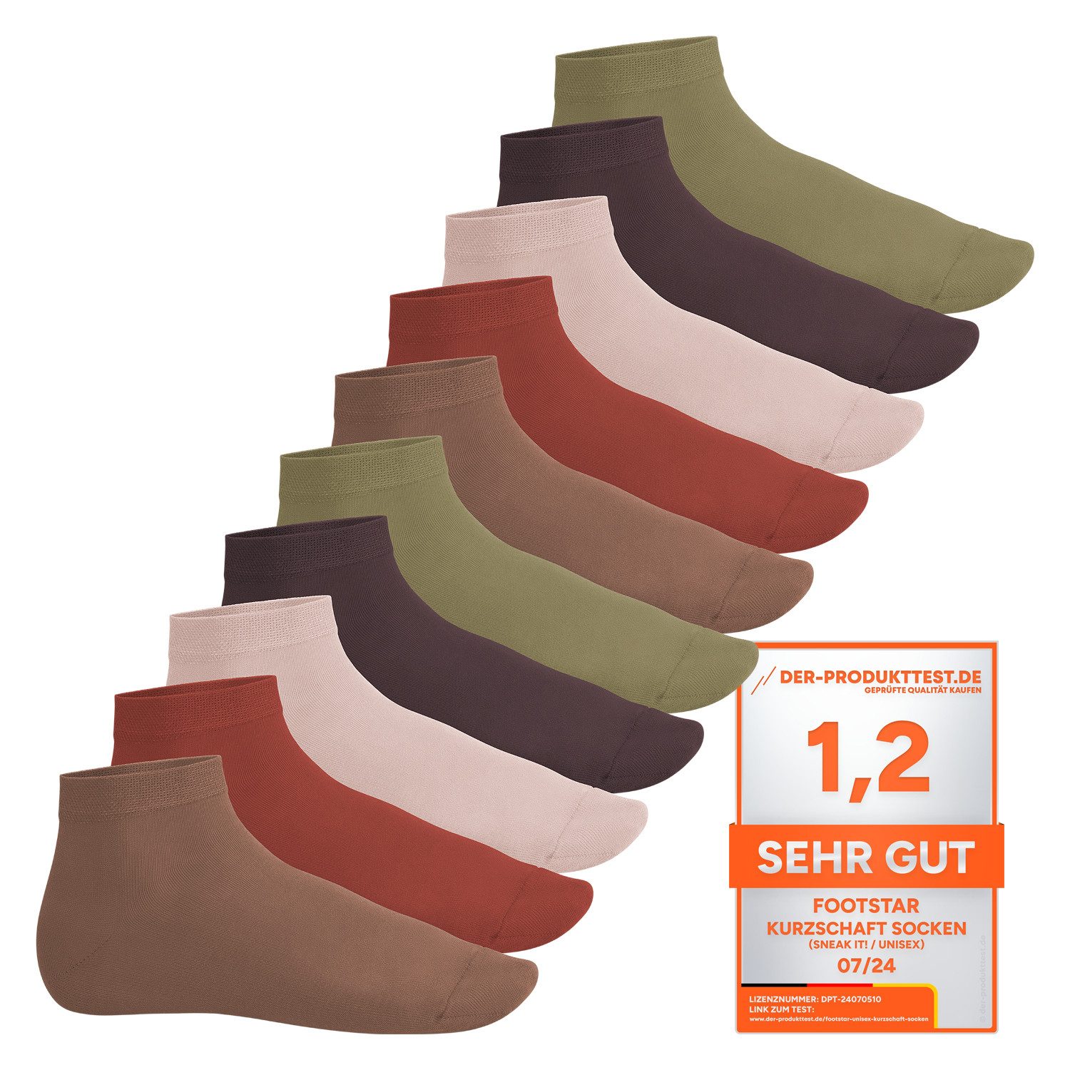 Footstar Kurzsocken EVERYDAY! 10 Paar Quarter Socken Kurzsocken Kurze Baumwoll Socken