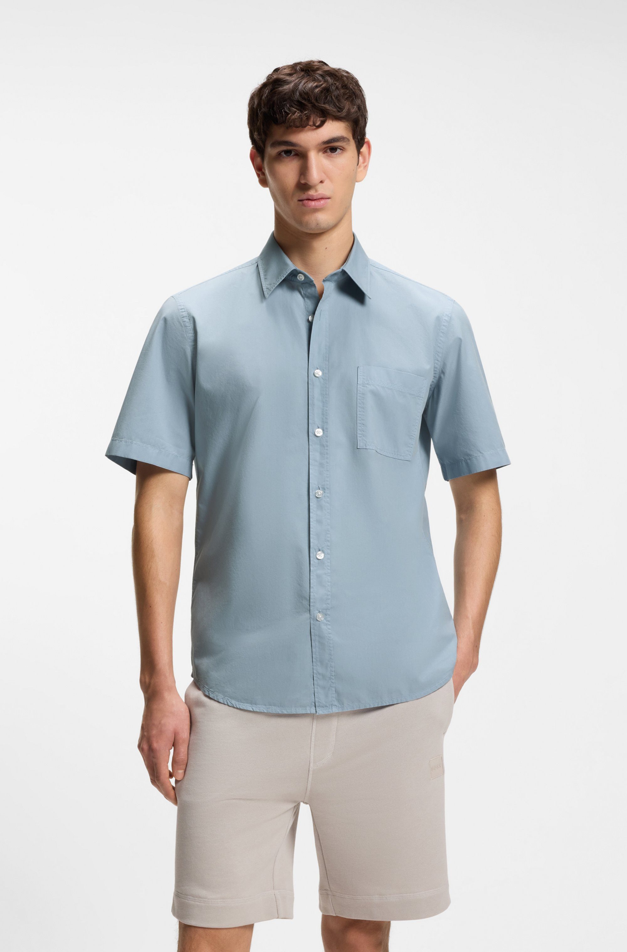 BOSS ORANGE Kurzarmhemd Regular Fit, Kentkragen, Kurzarm günstig online kaufen