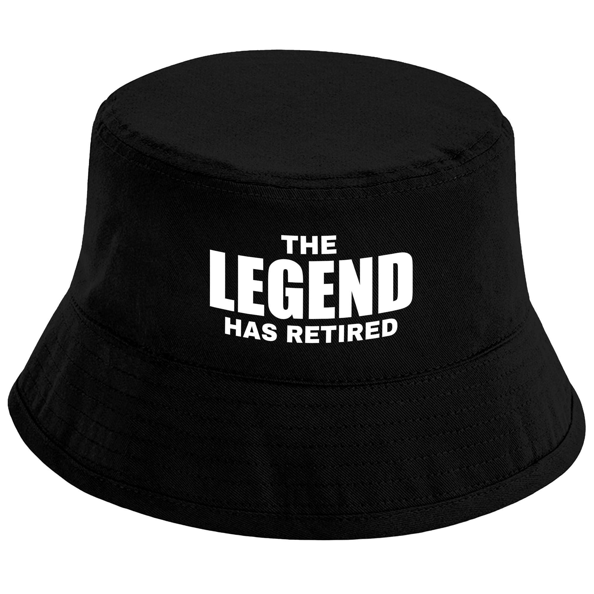 Herzbotschaft Sonnenhut Bucket Hat The Legend has retired (Unisex Einheitsgröße, Sommerhut mit Spruch, Festivalhut, Fischerhut) für Damen & Herren