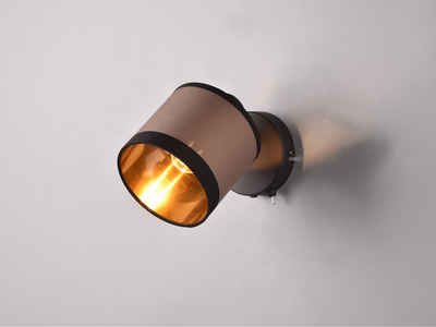 meineWunschleuchte LED Wandstrahler, LED wechselbar, warmweiß, innen Wand-lampe mit Schalter Nachttischlampe Leselampe Gold-en H 21cm
