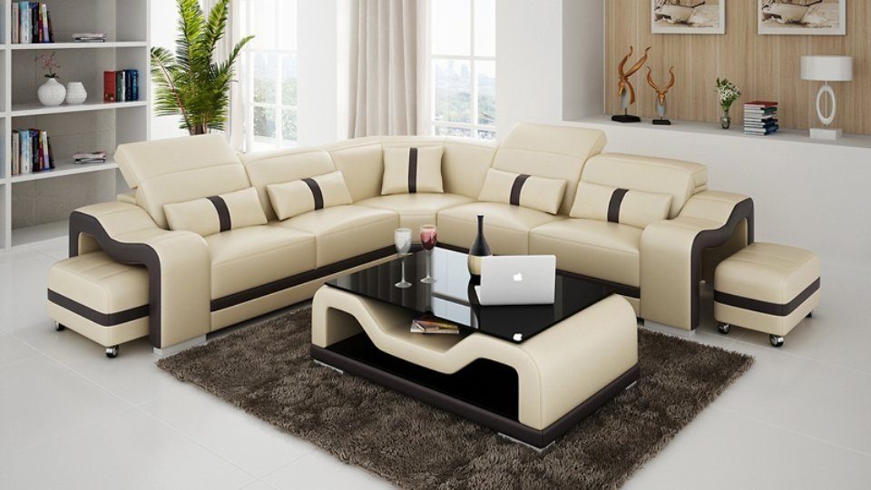 Sofa Design Modern Couch Wohnlandschaft Eck Ecksofa, Ecksofa Ledersofa JVmoebel