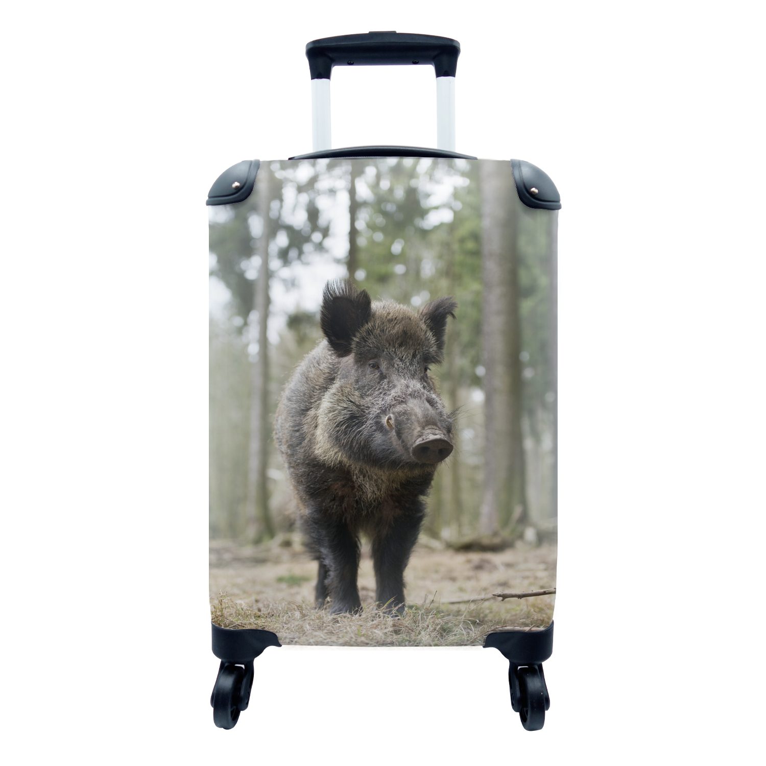 MuchoWow Handgepäckkoffer Wildschwein - Tier Rollen, Handgepäck Reisetasche Wald, für 4 mit - Ferien, Reisekoffer rollen, Trolley