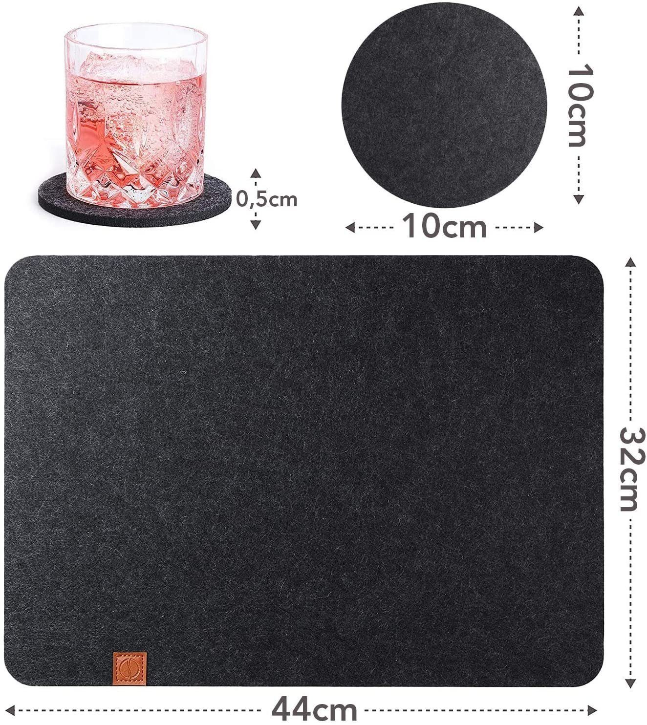 Sidorenko Platzset Tischset aus Filz, Rechteckig, 44x32 cm Telleruntersetze günstig online kaufen