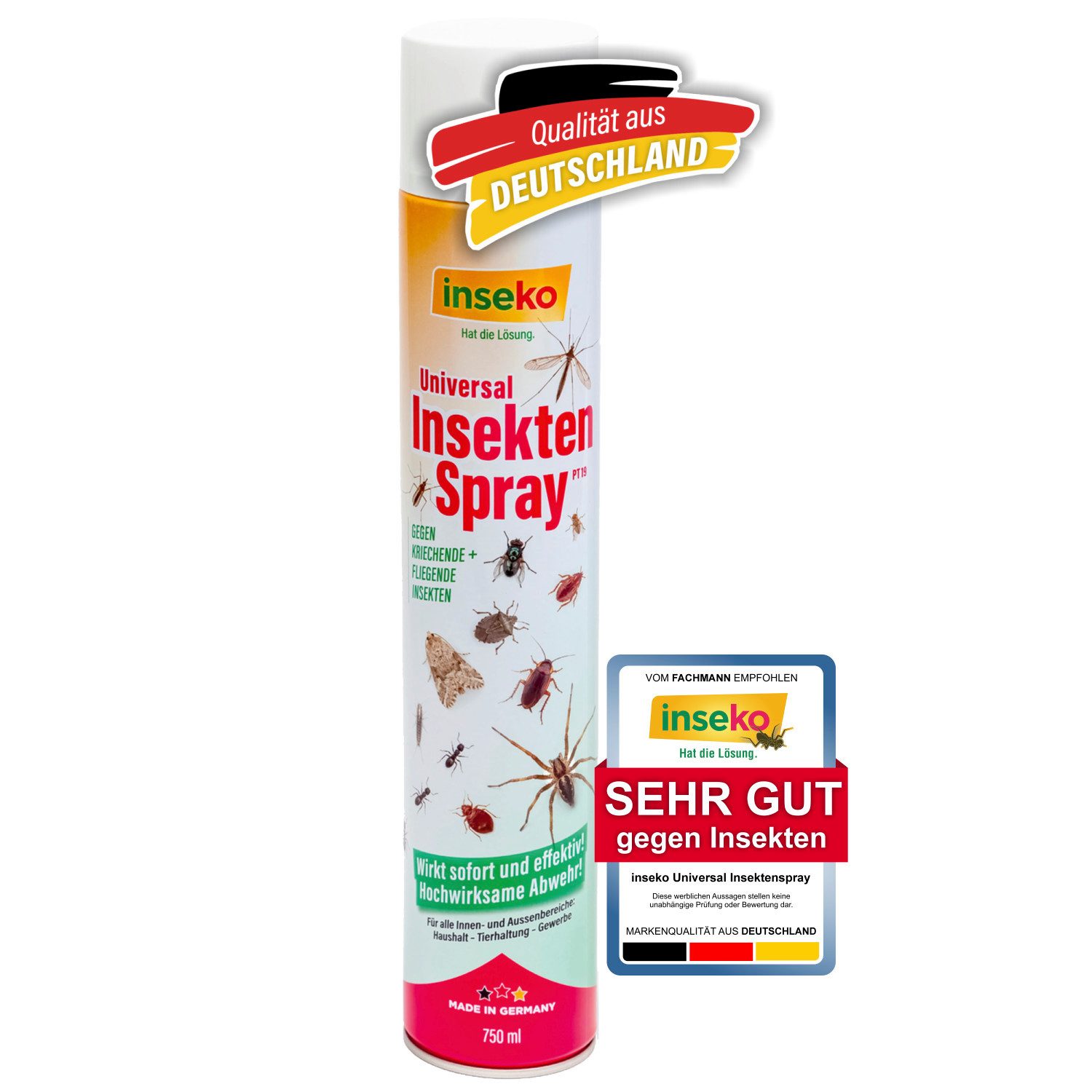 Inseko Insektenspray 1x inseko Universal Insektenspray 750 ml - zur Insektenabwehr (PT19), 1-St., effektive Abwehr bei Insektenbefall