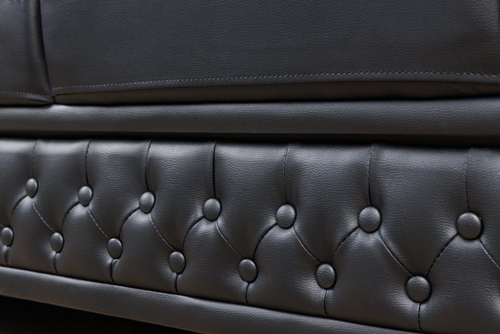 riess-ambiente 3-Sitzer CHESTERFIELD 205cm schwarz, Einzelartikel Kunstleder Sofa Holz · · Wohnzimmer · · · Teile, Design 1 Federkern