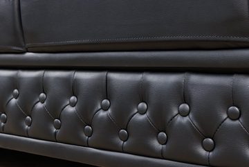 riess-ambiente 3-Sitzer CHESTERFIELD 205cm schwarz, Einzelartikel 1 Teile, Wohnzimmer · Sofa · Kunstleder · Holz · Federkern · Design