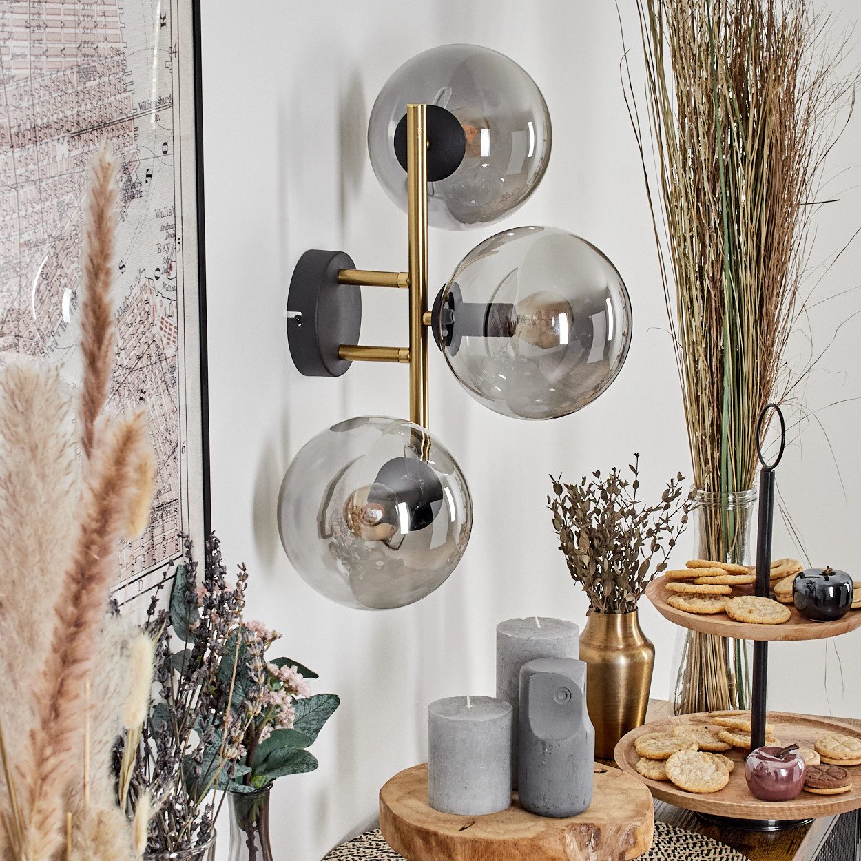 hofstein Wandleuchte Wandlampe aus Metall/Glas in günstig online kaufen