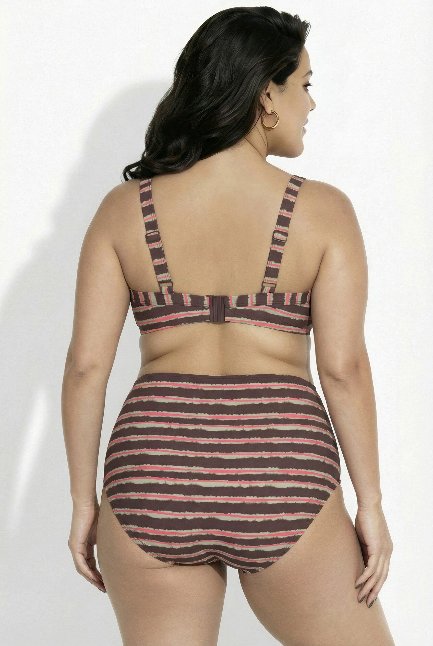 Ulla Popken Soft-BH Bikini Streifenmix drapiert Softcups recycelt